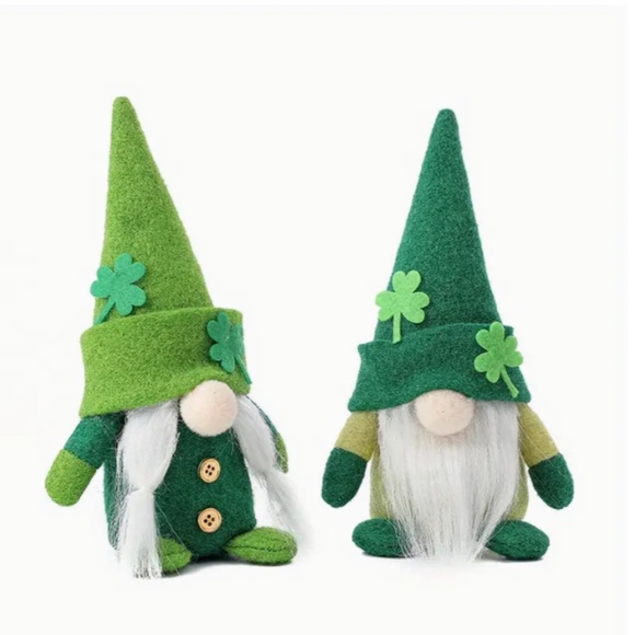 Leprechaun Figurines with Shamrock Hats, Polyester, Classic Style - Gnome - NWT - Picture 2 of 4
